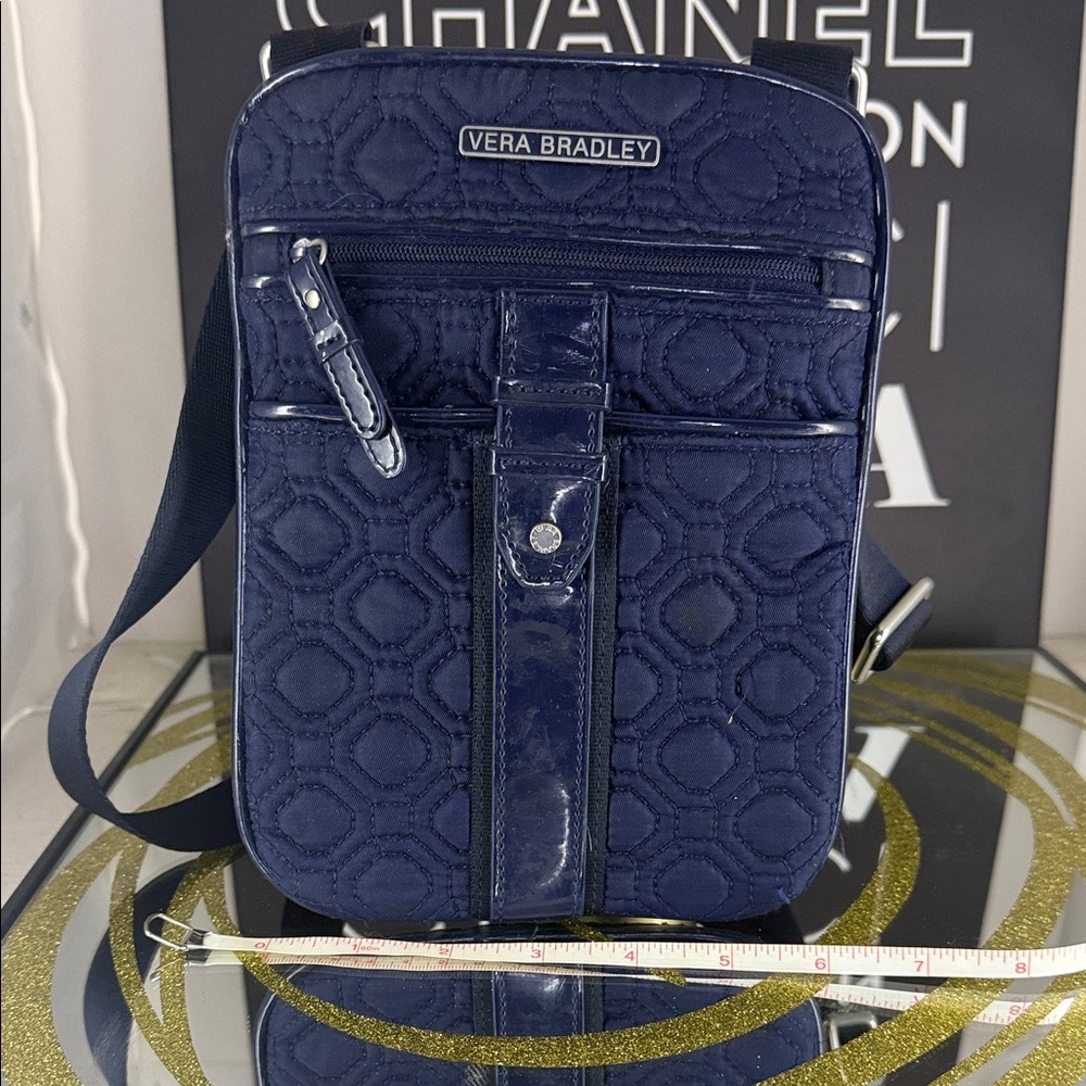 Vera Bradley Navy Quilted Men's Messenger Bag - Picture 3 of 6
